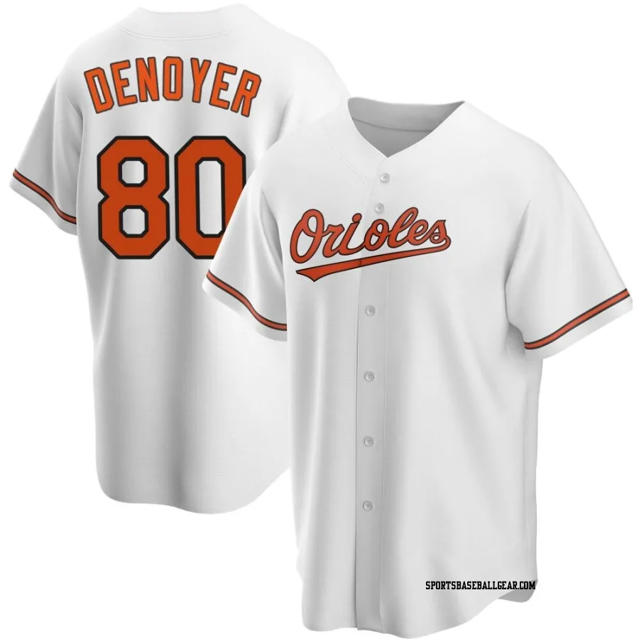 Noah Denoyer Youth Baltimore Orioles White Replica Home Jersey