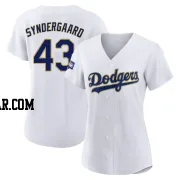 Noah Syndergaard Women's Los Angeles Dodgers White/Gold Authentic 2021 Gold Program Player Jersey