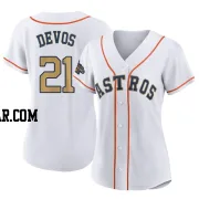 Nolan Devos Women's Houston Astros Gold Replica White 2023 Collection Jersey