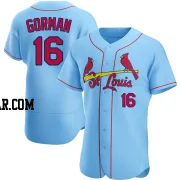 Nolan Gorman Men's St. Louis Cardinals Light Blue Authentic Alternate Jersey