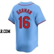 Nolan Gorman Men's St. Louis Cardinals Light Blue Limited Alternate Jersey