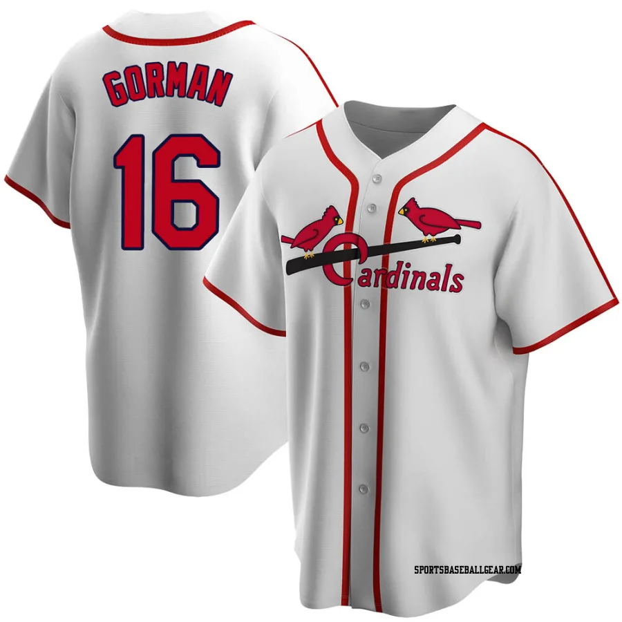 Nolan Gorman Men's St. Louis Cardinals White Home Cooperstown Collection Jersey