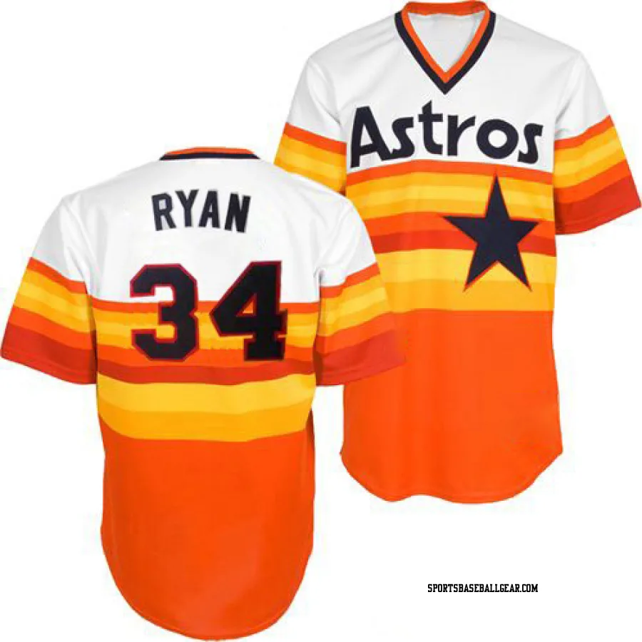 Nolan Ryan Men's Houston Astros White/Orange Authentic Throwback Jersey