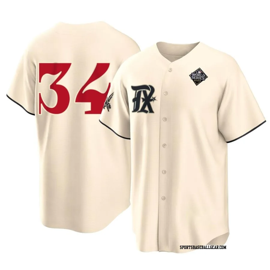 Nolan Ryan Men's Texas Rangers Cream Replica 2023 City Connect 2023 World Series Jersey