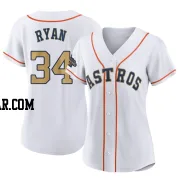 Nolan Ryan Women's Houston Astros Gold Authentic White 2023 Collection Jersey