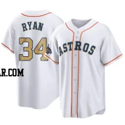 Nolan Ryan Youth Houston Astros Gold Replica White 2023 Collection Jersey