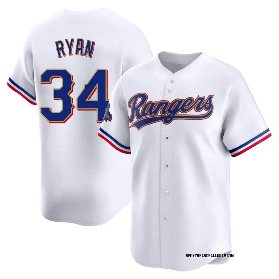 Nolan Ryan Youth Texas Rangers Gold Limited White 2024 Collection Jersey