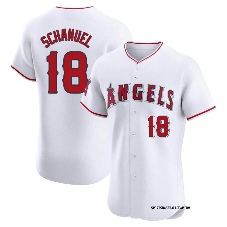 Nolan Schanuel Men's Los Angeles Angels White Elite Home Jersey