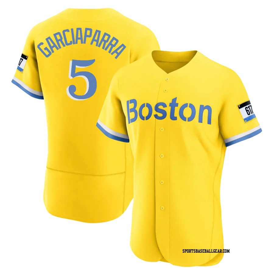 Nomar Garciaparra Men's Boston Red Sox Gold/Light Authentic Blue 2021 City Connect Jersey