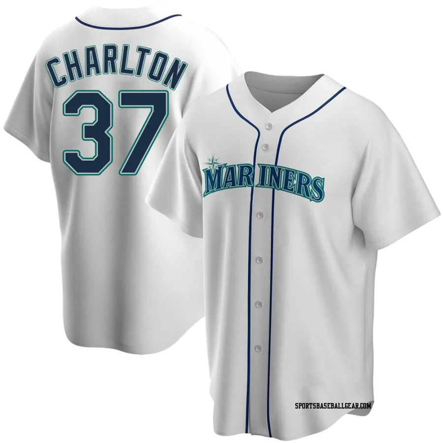 Norm Charlton Men's Seattle Mariners White Replica Home Jersey