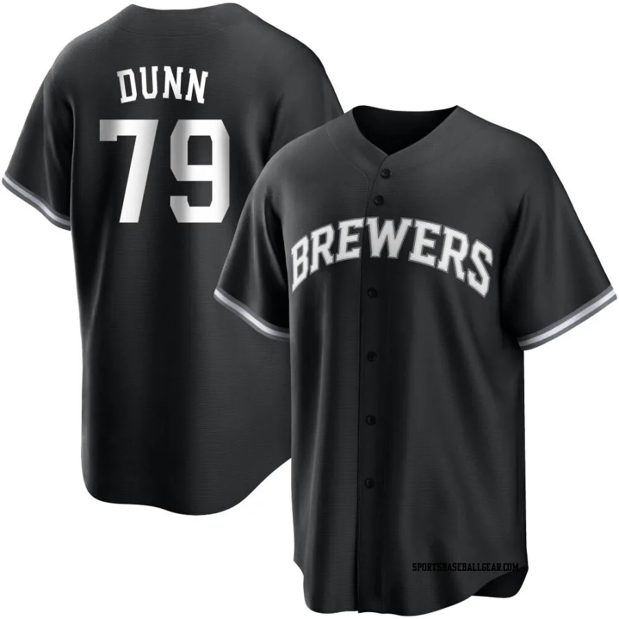 Oliver Dunn Men's Milwaukee Brewers Black/White Replica Jersey