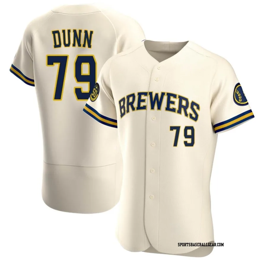 Oliver Dunn Men's Milwaukee Brewers Cream Authentic Home Jersey