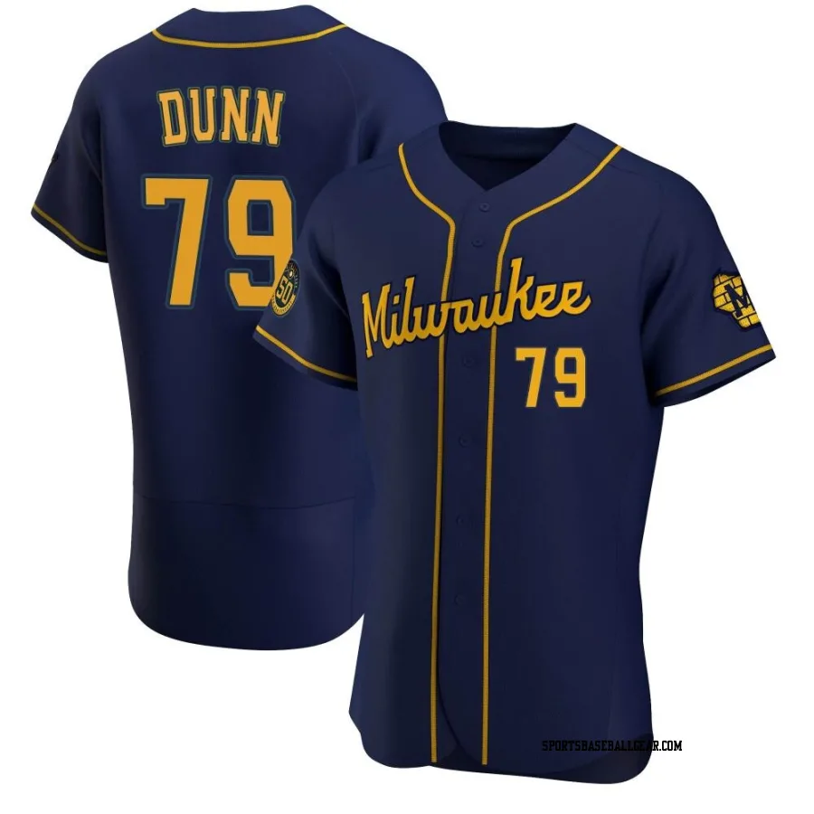 Oliver Dunn Men's Milwaukee Brewers Navy Authentic Alternate Jersey