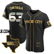 Oliver Ortega Men's Houston Astros Black/Gold Authentic 2023 Space City Ready 2 Reign Flex Base Jersey