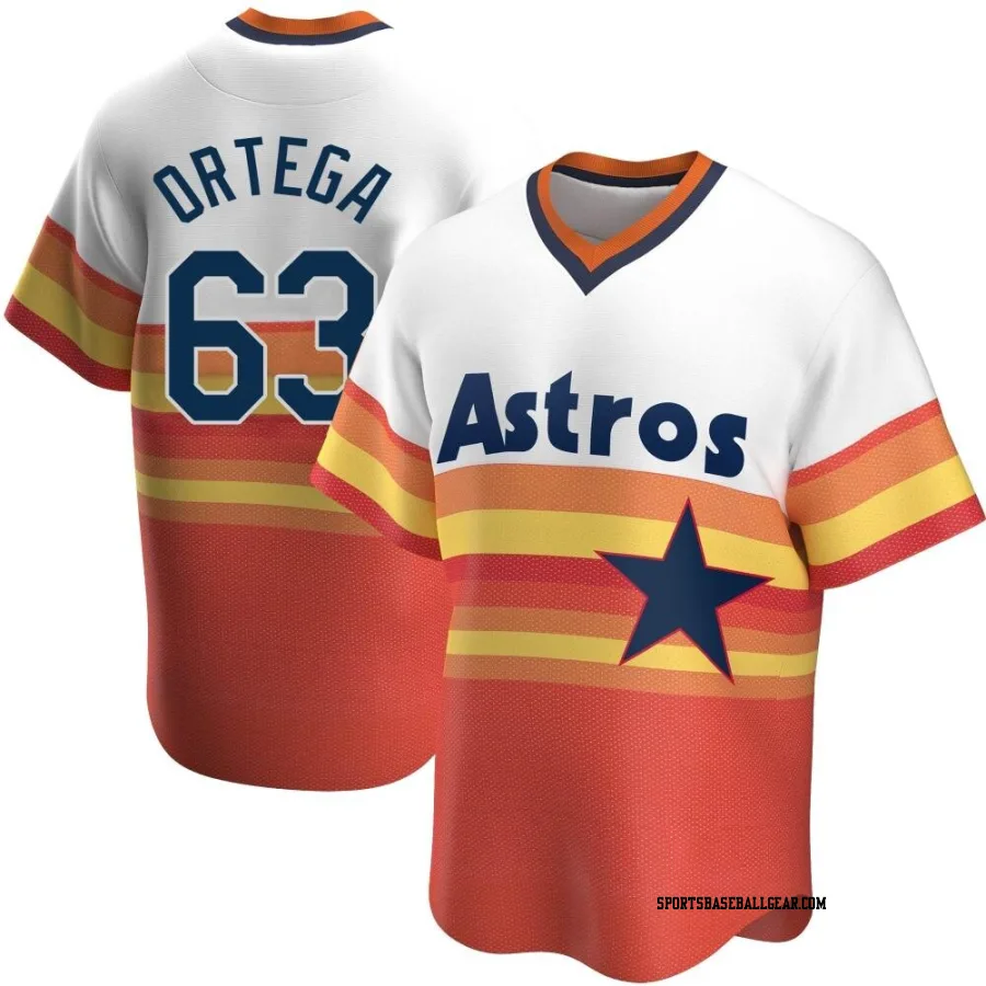 Oliver Ortega Men's Houston Astros White Replica Home Cooperstown Collection Jersey