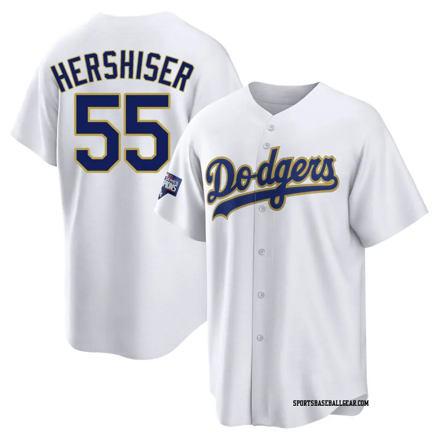 Orel Hershiser Men's Los Angeles Dodgers White/Gold Replica 2021 Gold Program Player Jersey