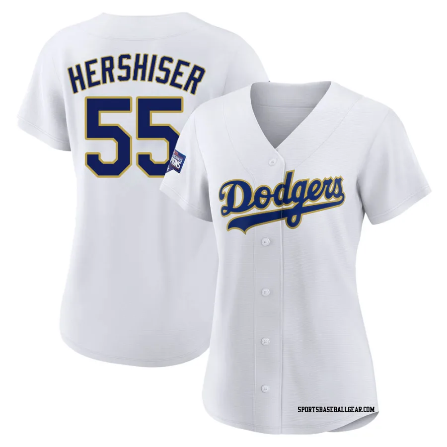 Orel Hershiser Women's Los Angeles Dodgers White/Gold Authentic 2021 Gold Program Player Jersey