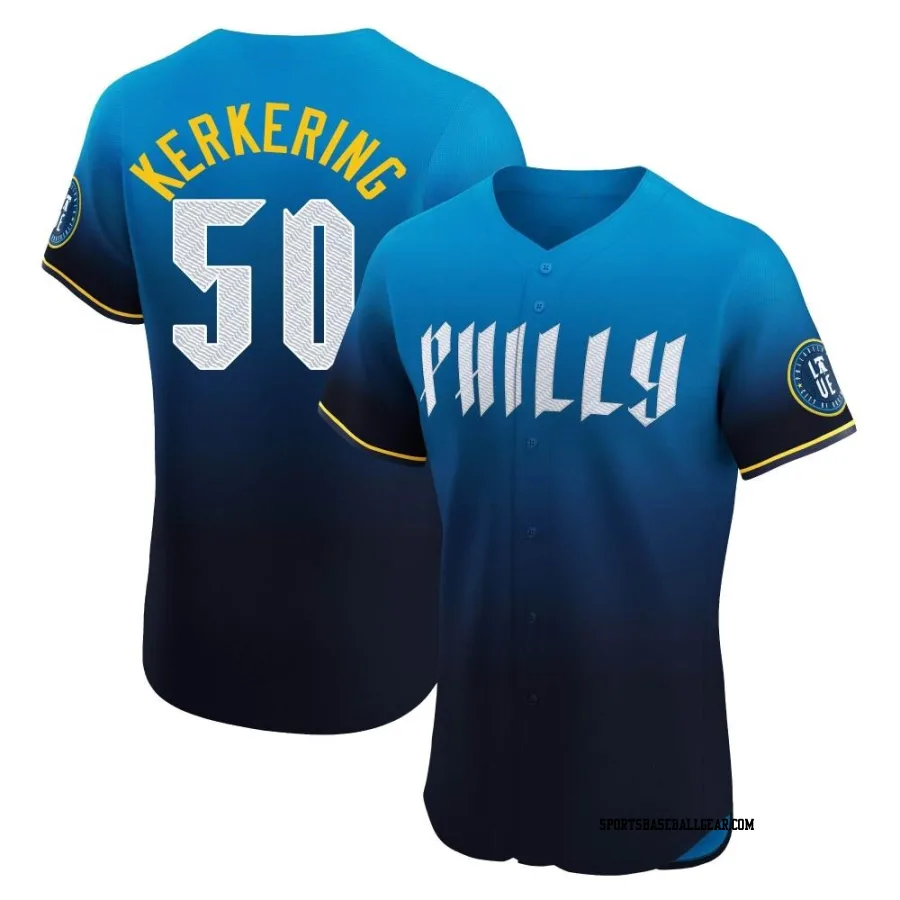 Orion Kerkering Men's Philadelphia Phillies Blue Elite 2024 City Connect Jersey