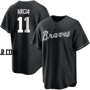 Orlando Arcia Men's Atlanta Braves Black/White Replica Jersey