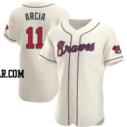 Orlando Arcia Men's Atlanta Braves Cream Authentic Alternate Jersey