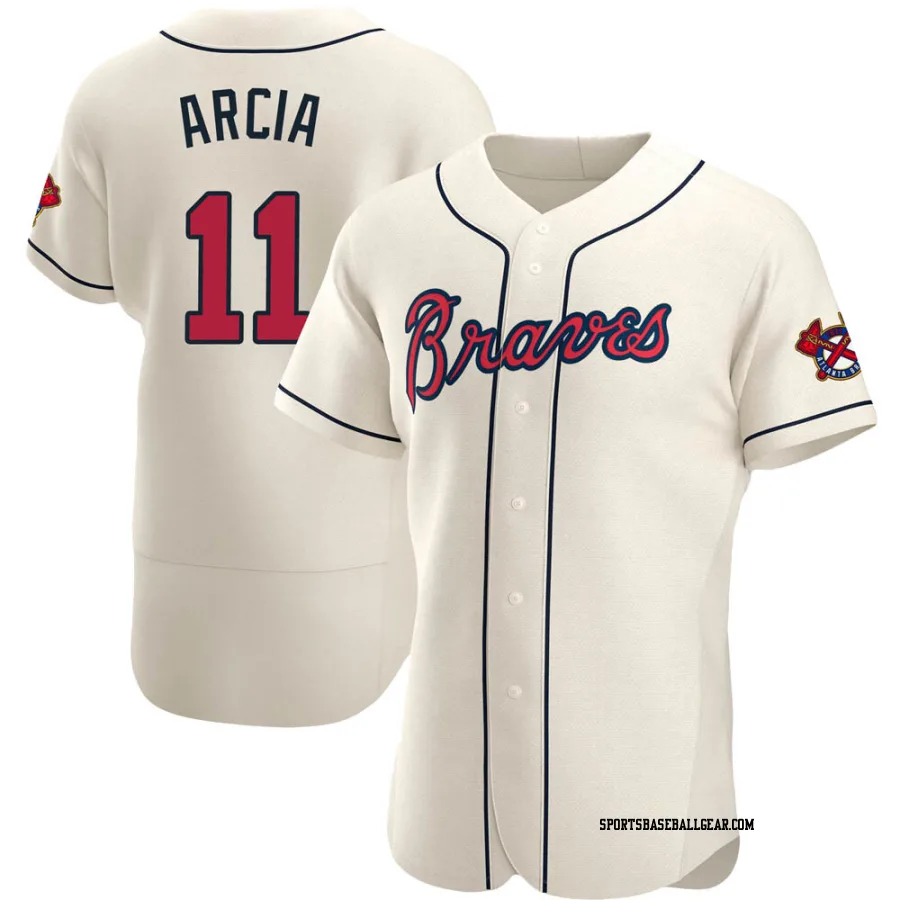 Orlando Arcia Men's Atlanta Braves Cream Authentic Alternate Jersey