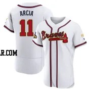 Orlando Arcia Men's Atlanta Braves Gold Authentic White 2022 Program Jersey