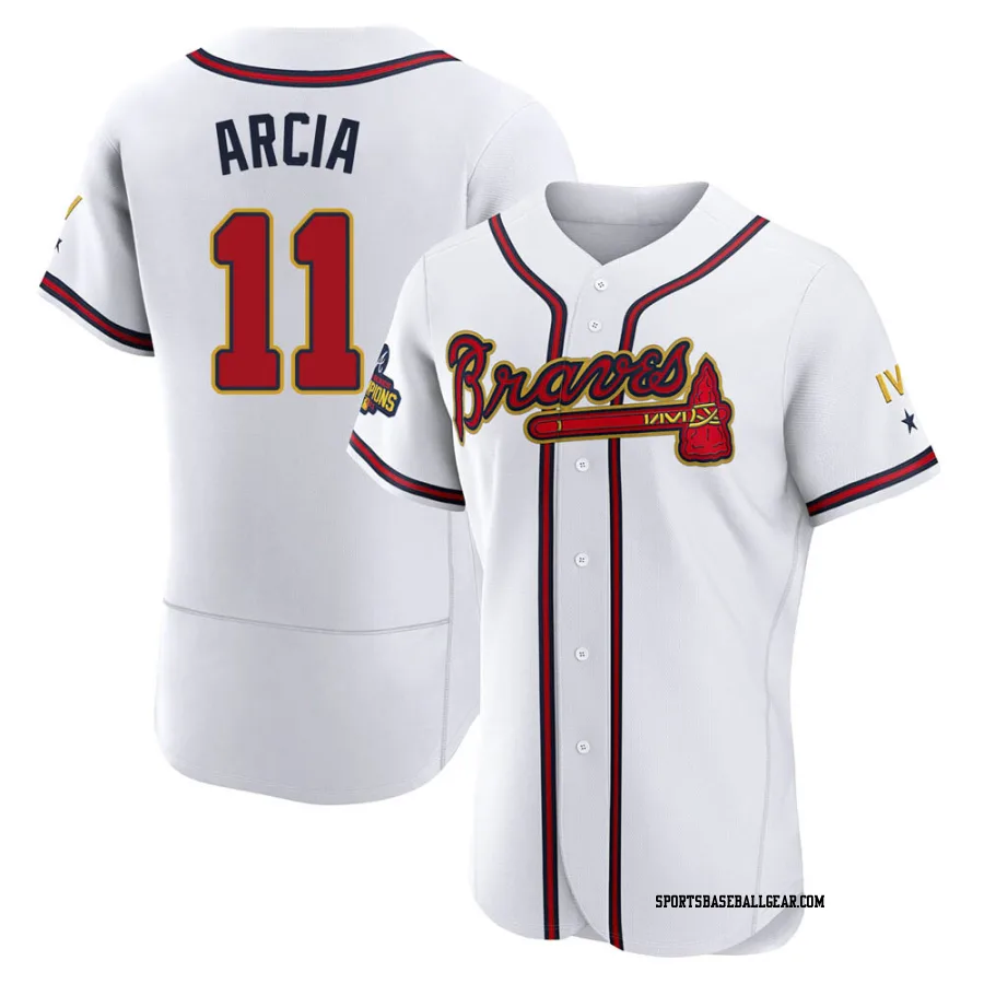 Orlando Arcia Men's Atlanta Braves Gold Authentic White 2022 Program Jersey