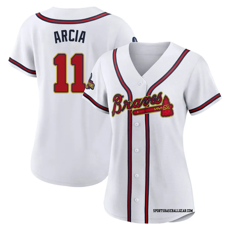 Orlando Arcia Women's Atlanta Braves Gold Authentic White 2022 Program Jersey