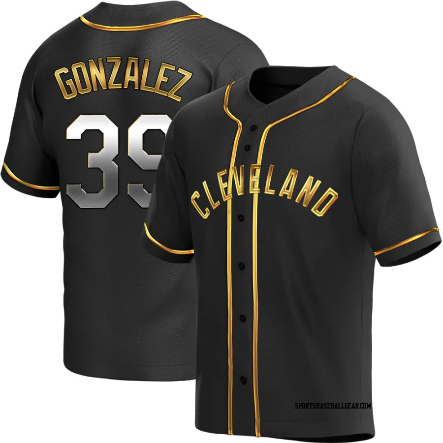 Oscar Gonzalez Men's Cleveland Guardians Black Golden Replica Alternate Jersey