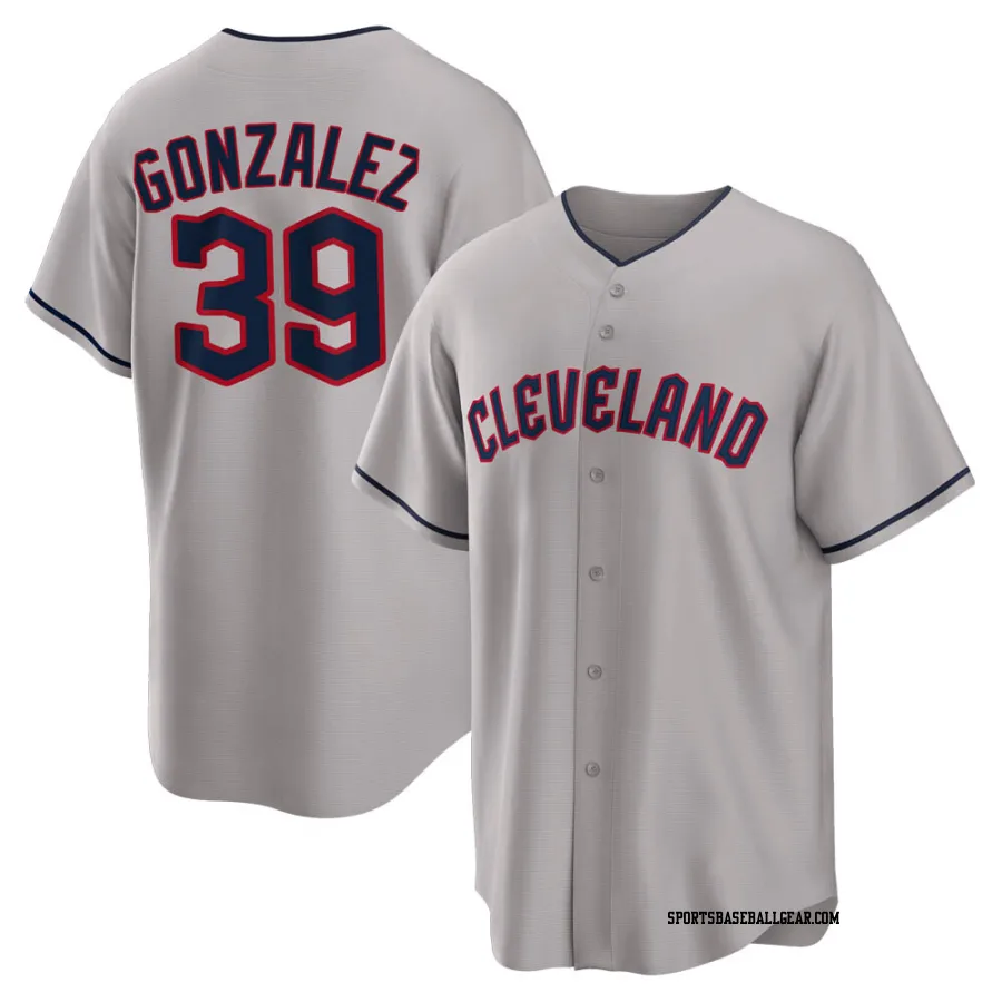 Oscar Gonzalez Men's Cleveland Guardians Gray Replica Road Jersey