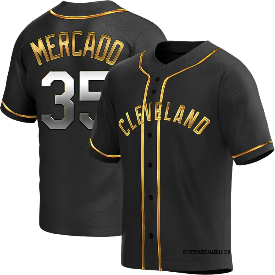 Oscar Mercado Youth Cleveland Guardians Black Golden Replica Alternate Jersey