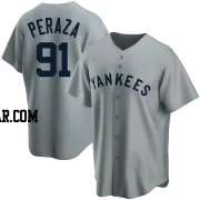 Oswald Peraza Men's New York Yankees Gray Replica Road Cooperstown Collection Jersey