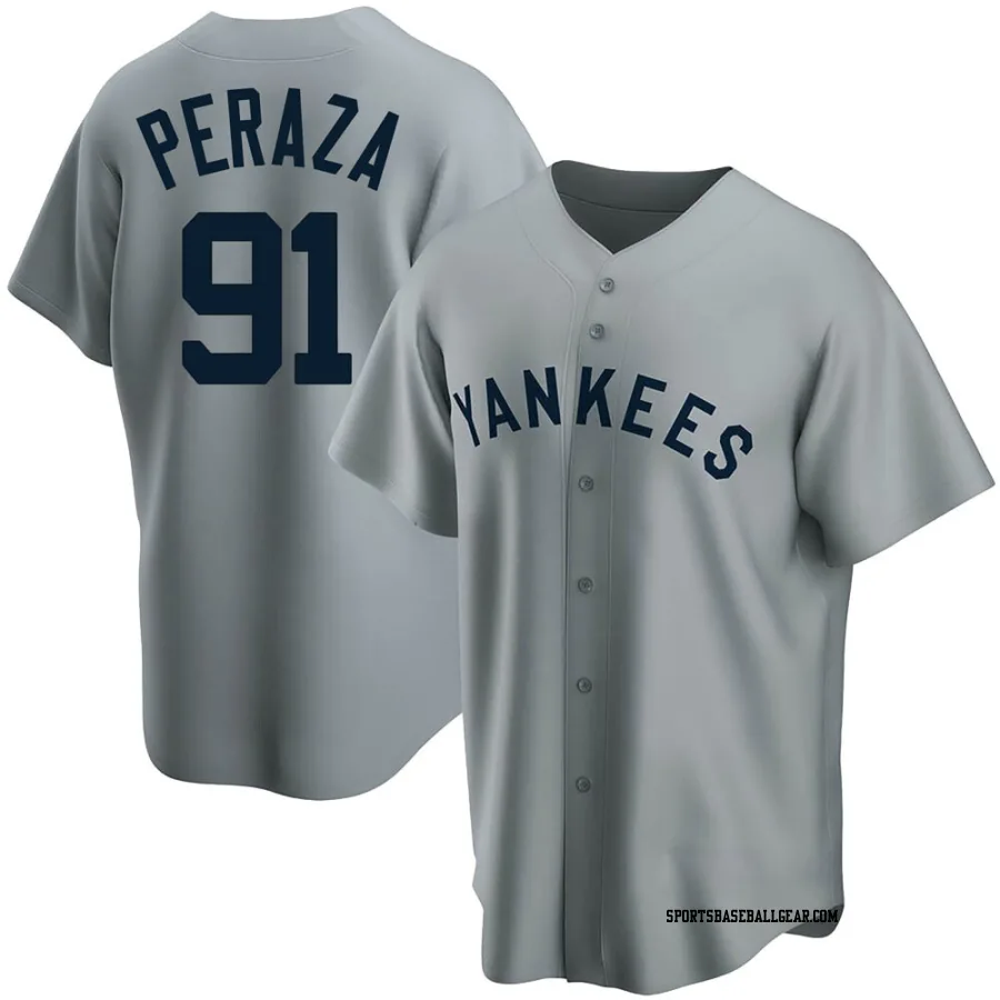 Oswald Peraza Youth New York Yankees Gray Replica Road Cooperstown Collection Jersey