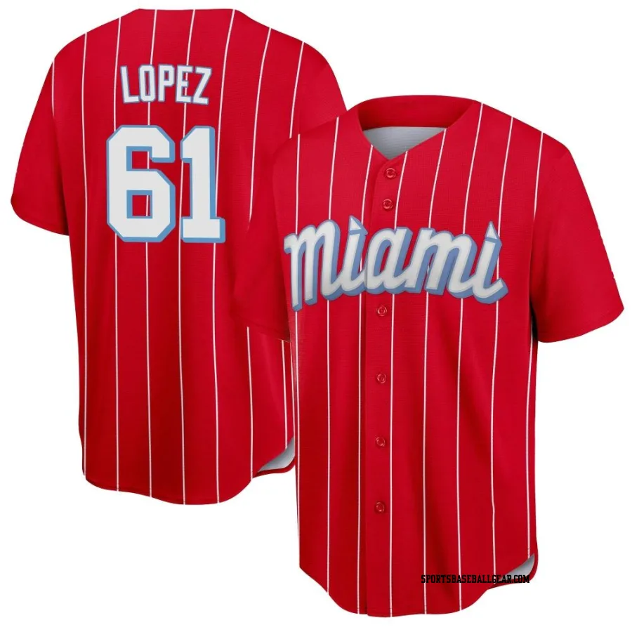 Otto Lopez Men's Miami Marlins Red Replica 2021 City Connect Jersey