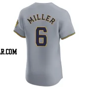 Owen Miller Men's Milwaukee Brewers Gray Elite Road Jersey