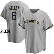 Owen Miller Men's Milwaukee Brewers Gray Replica Road Jersey