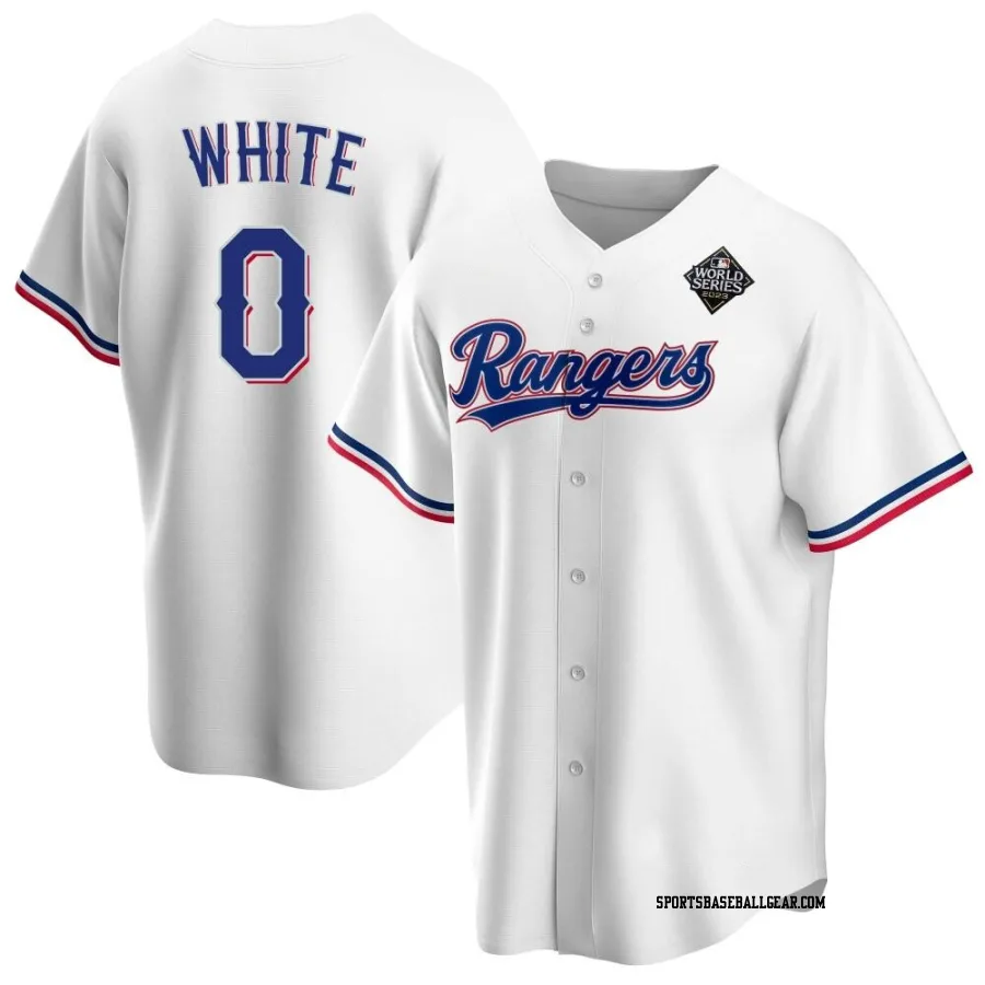 Owen White Men's Texas Rangers White Replica Home 2023 World Series Jersey