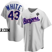 Owen White Youth Texas Rangers White Replica Home Cooperstown Collection 2023 World Series Jersey