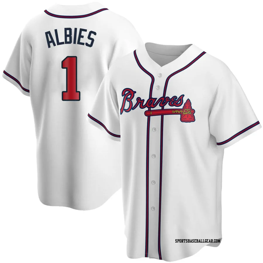 Ozzie Albies Men's Atlanta Braves White Replica Home Jersey