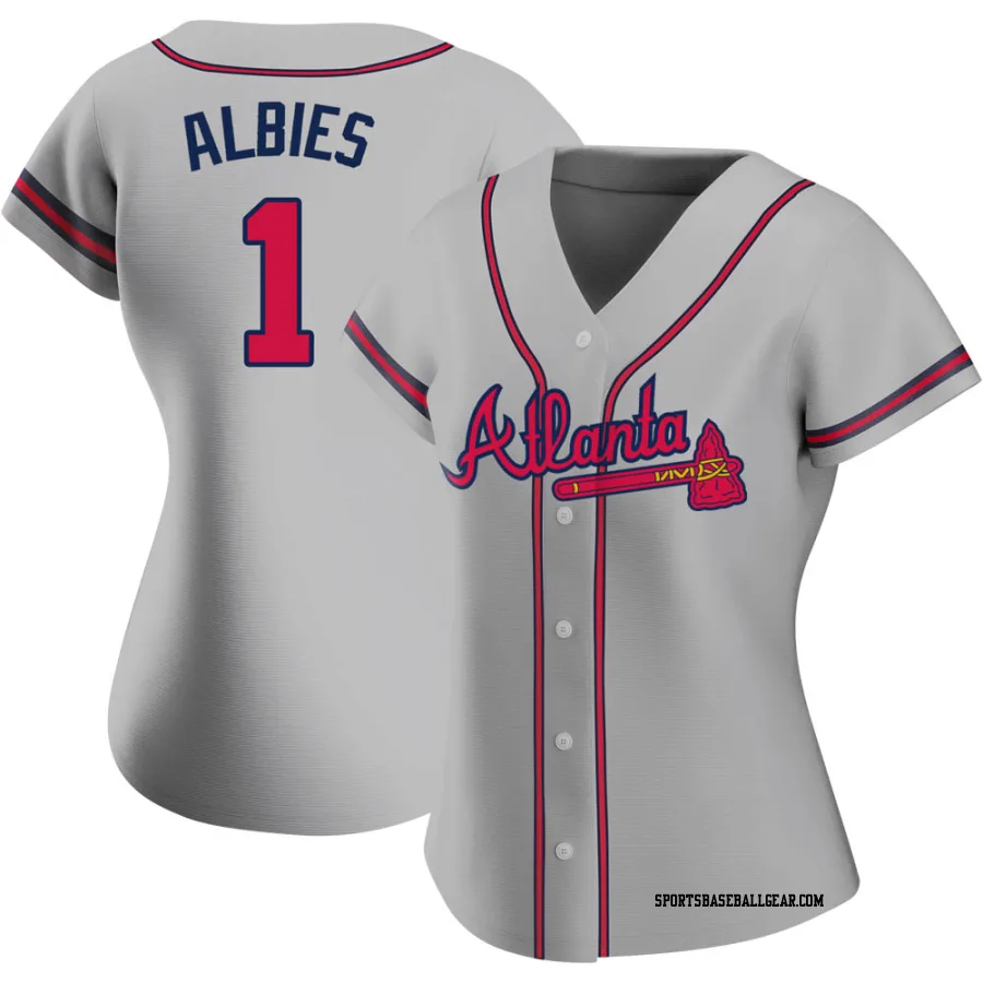 Ozzie Albies Women's Atlanta Braves Gray Replica Road Jersey