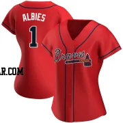 Ozzie Albies Women's Atlanta Braves Red Authentic Alternate Jersey