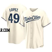 Pablo Lopez Men's Minnesota Twins Cream Replica Alternate Jersey