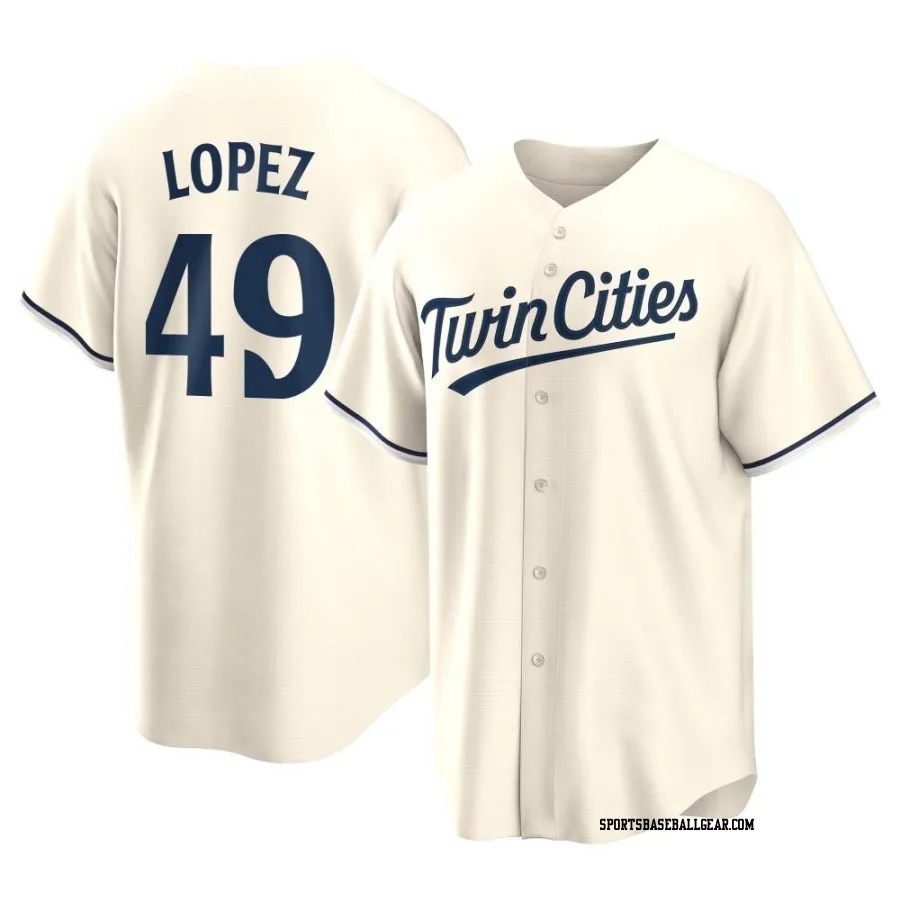 Pablo Lopez Men's Minnesota Twins Cream Replica Alternate Jersey