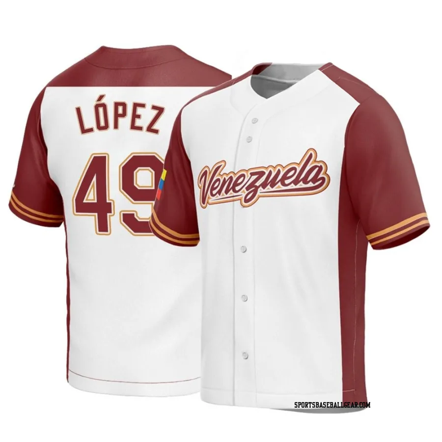 Pablo Lopez Youth Venezuela Baseball White Replica 2023 World Baseball Classic Jersey