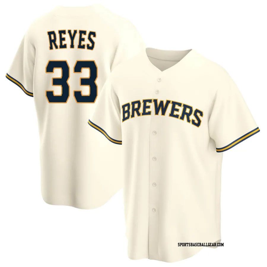 Pablo Reyes Men's Milwaukee Brewers Cream Replica Home Jersey