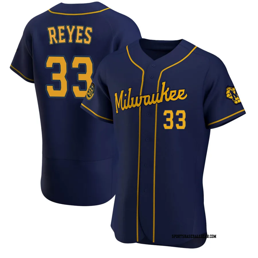 Pablo Reyes Men's Milwaukee Brewers Navy Authentic Alternate Jersey