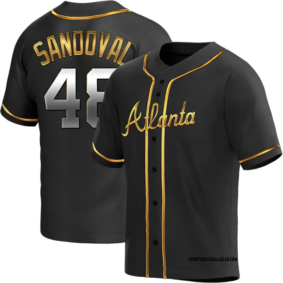 Pablo Sandoval Men's Atlanta Braves Black Golden Replica Alternate Jersey