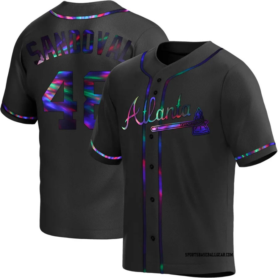 Pablo Sandoval Men's Atlanta Braves Black Holographic Replica Alternate Jersey