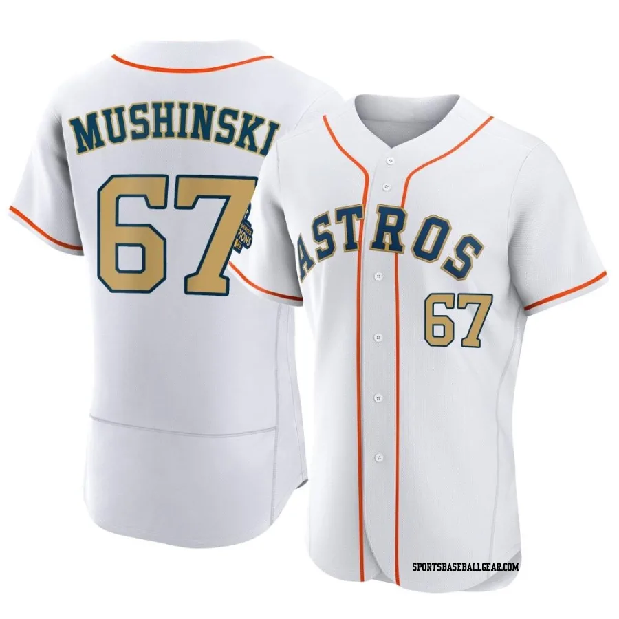 Parker Mushinski Men's Houston Astros Gold Authentic White 2023 Collection Jersey