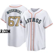 Parker Mushinski Men's Houston Astros Gold Replica White 2023 Collection Jersey